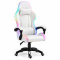 Sedia da Gaming Ergonomica Bianca con LED e Cuscino Regolabile