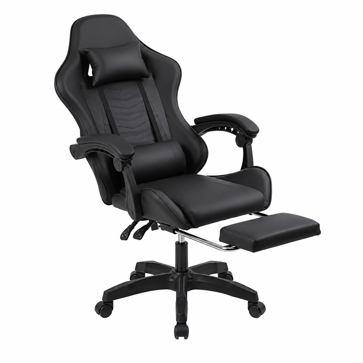 Sedia da Gaming Ergonomica Omega con Poggiapiedi - Regolabile e Confortevole, Nero