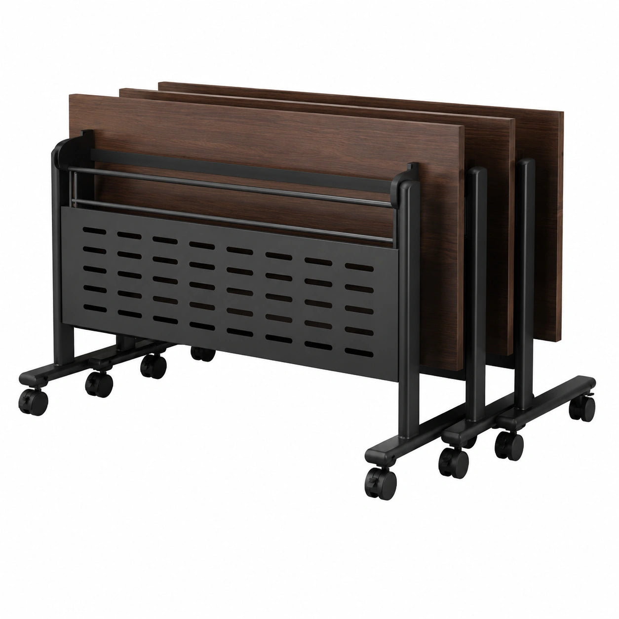 Tavolo pieghevole nero per ufficio, robusto e rettangolare, 120x50x76 cm