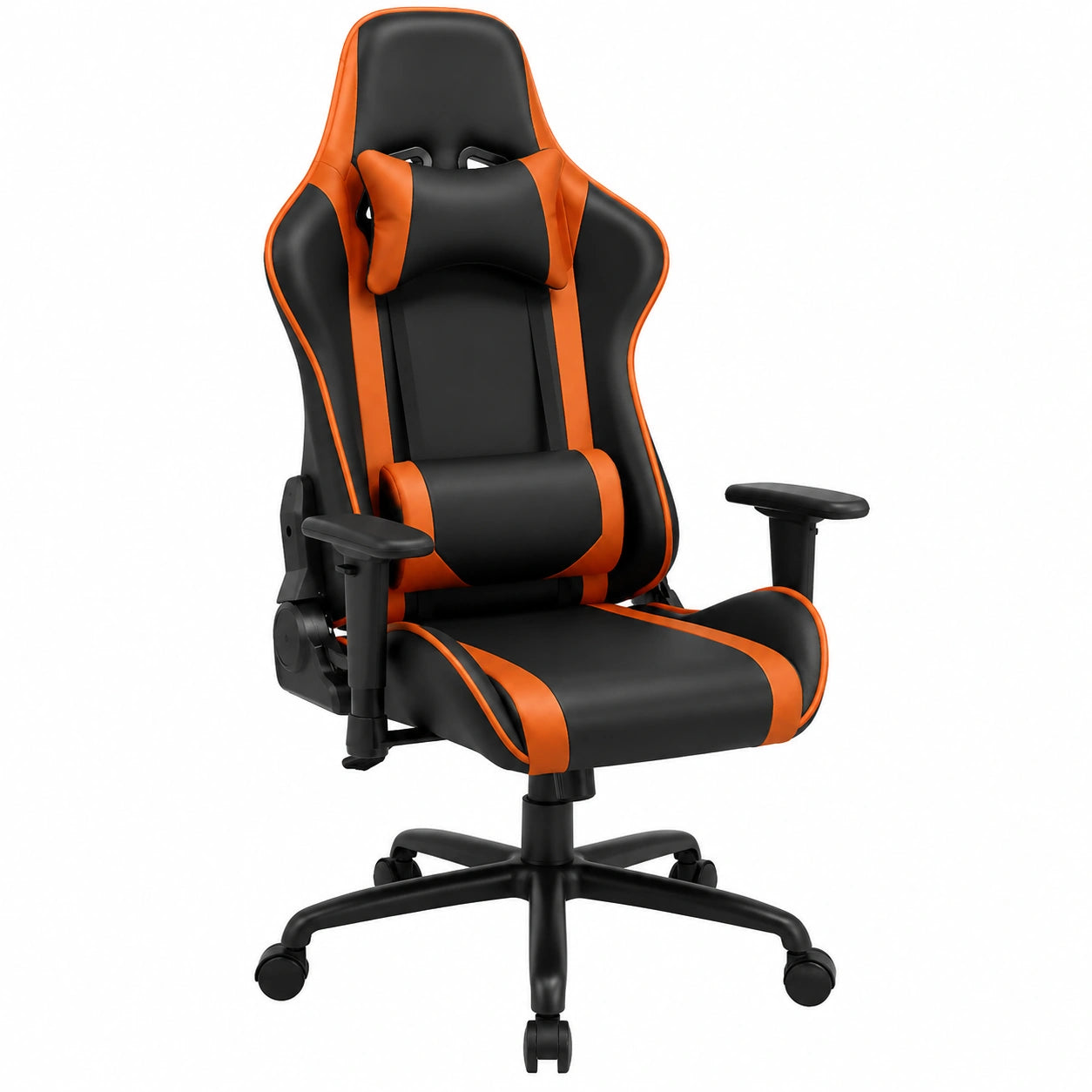 Sedia da Gaming Naruto Shippuden Premium - Inclinabile 150° - Pelle PU - Tema Hokage - Nero e Arancione