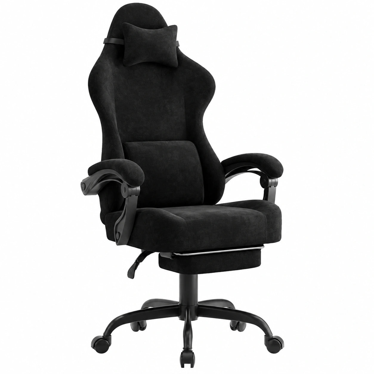 Sedia da Gaming Ergonomica Ferghana con Massaggio in Velluto, Regolabile e Confortevole, Nero