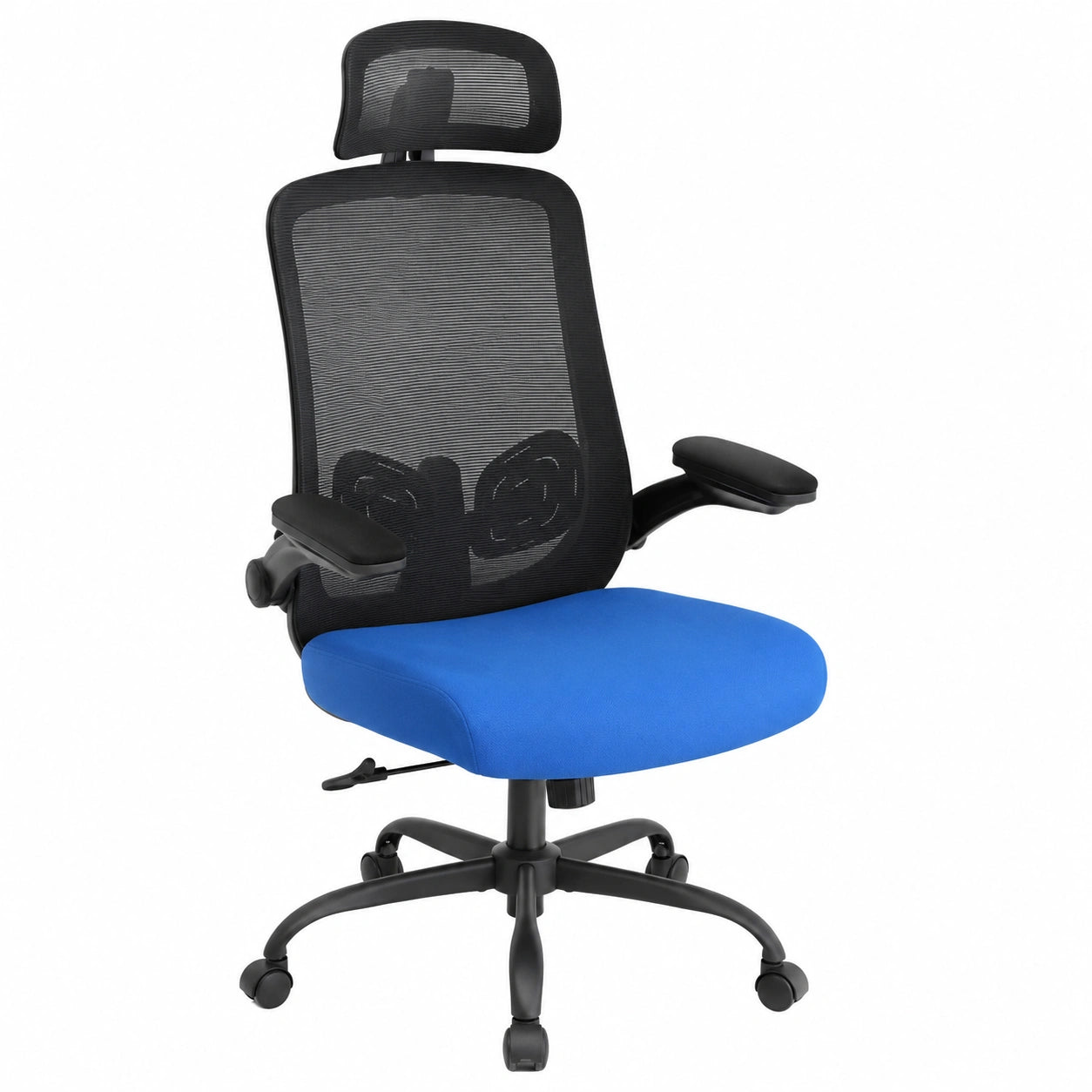 Poltrona Ergonomica Sweetcrispy con Supporto Lombare, Altezza Regolabile e Rotazione 360°, per Studio e Ufficio, Nero/Blu