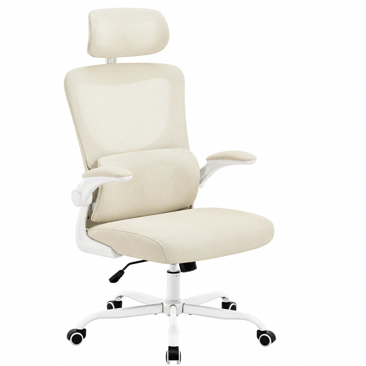 Sedia da Ufficio Ergonomica WOLTU con Supporto Lombare e Braccioli Regolabili, Ideale per Casa e Lavoro, Beige