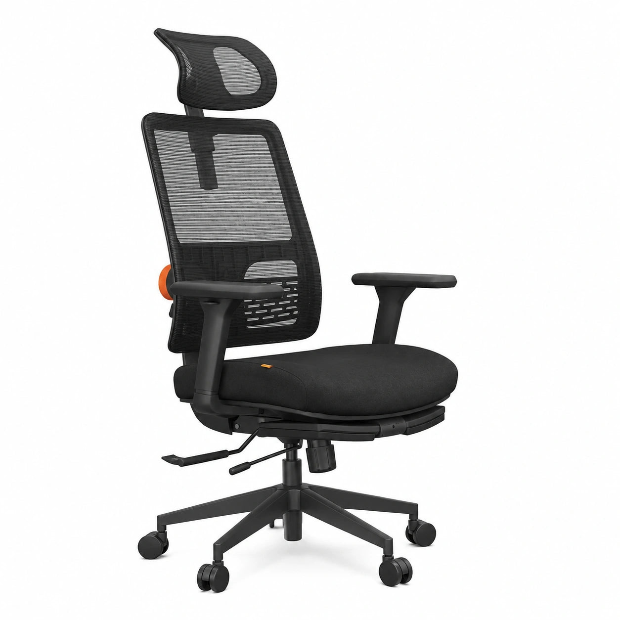 Sedia Ergonomica Newtral con Poggiapiedi e Braccioli Regolabili, Inclinazione fino a 136°, Colore Nero