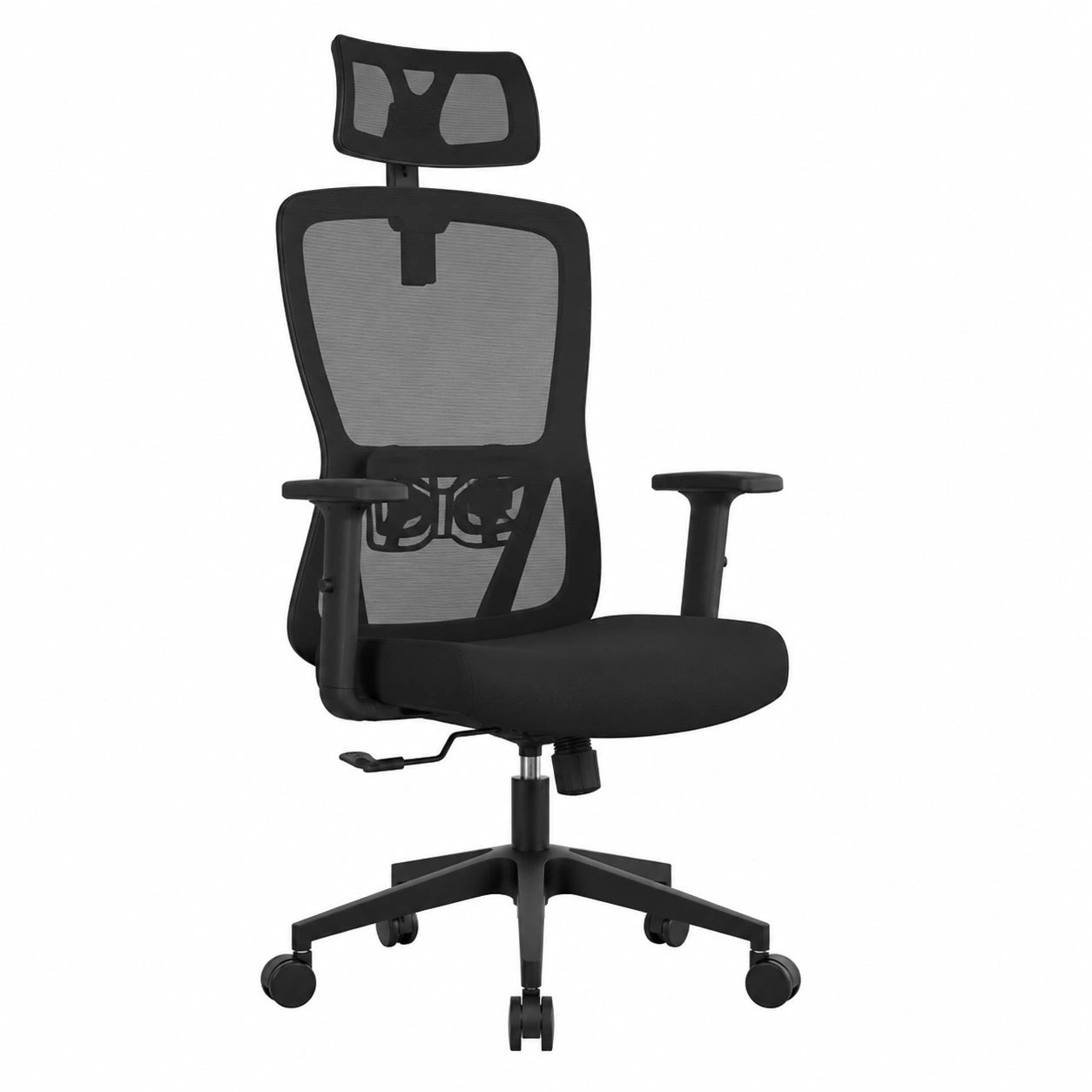 Sedia Ergonomica da Ufficio Durrafy con Poggiatesta e Supporto Lombare, Braccioli Regolabili, Rete Traspirante, Capacità 150 kg, Colore Nero