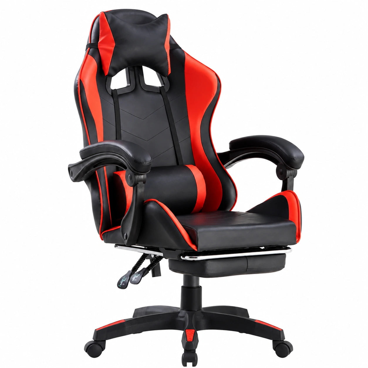 Sedia Gaming Ergonomica con Supporto Lombare e Poggiapiedi, Rosso