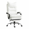 Sedia Ufficio Vinsetto Ergonomica in Pelle Sintetica, Reclinabile con Poggiapiedi, Braccioli Comodi, Altezza Regolabile, Bianco