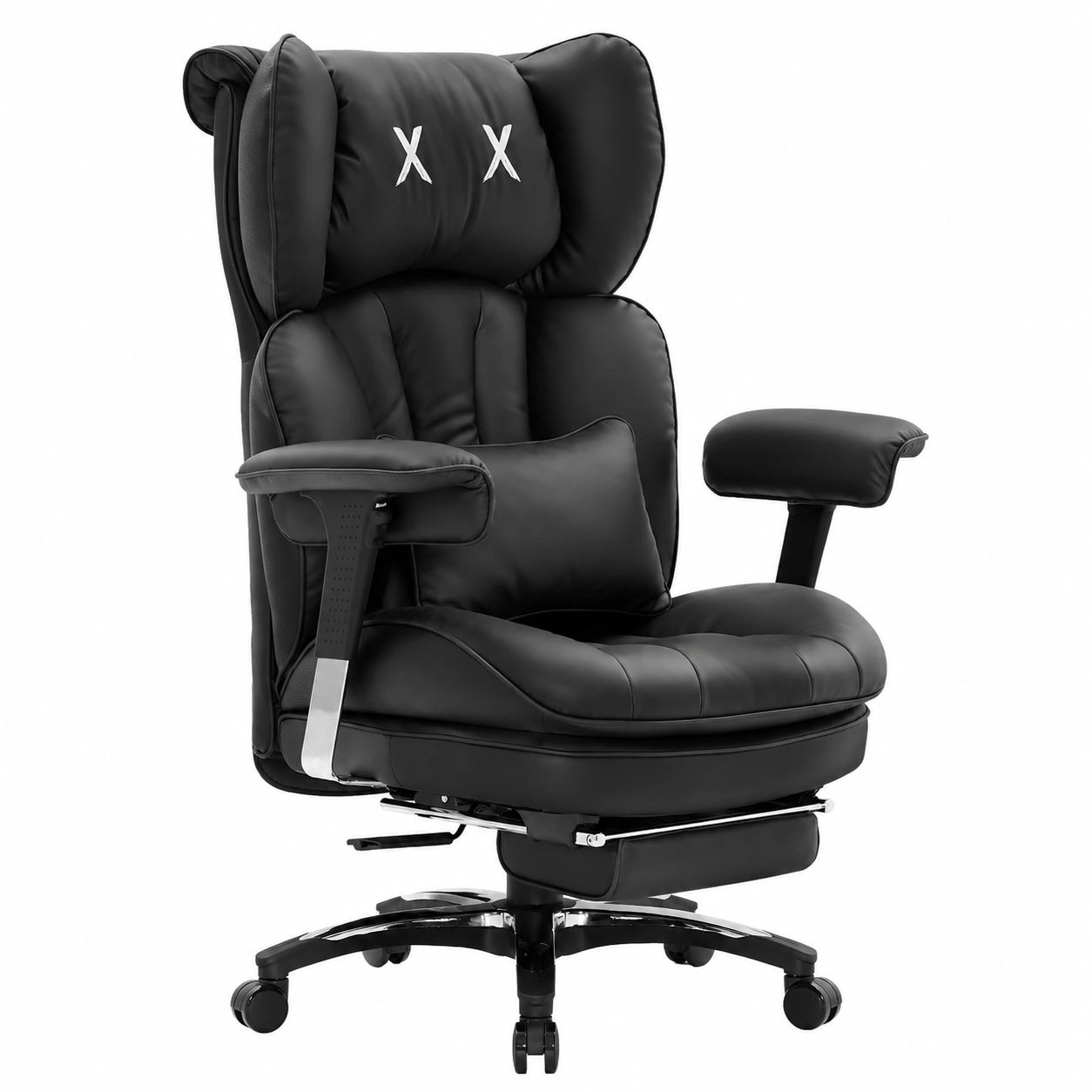 Sedia da Ufficio Ergonomica Efomao in Pelle PU con Supporto Lombare e Poggiapiedi, Regolabile e Girevole, Schienale Alto fino a 200 kg