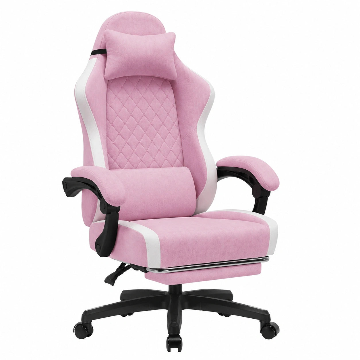 Sedia Gaming Ergonomica Rosa con Poggiapiedi e Supporto Lombare Regolabile