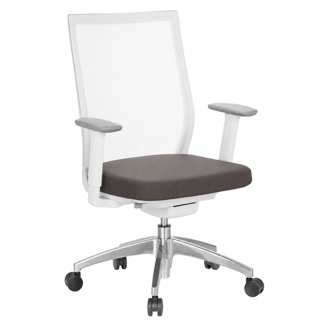 Sedia Ergonomica ASPEN in Tessuto e Mesh, Bianco/Grigio, Regolabile