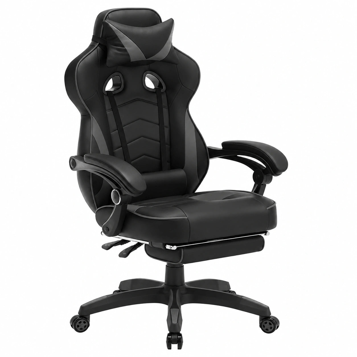 Sedia da Gaming Ergonomica WOLTU con Poggiapiedi e Design Comodo, Nero e Grigio