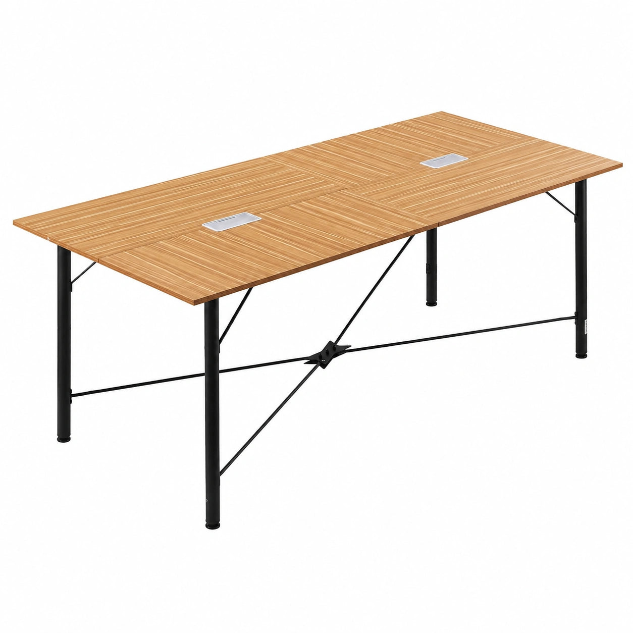 VEVOR Tavolo Riunioni Ufficio 1800 mm, Scrivania Moderna 6-8 Persone con Gambe in Metallo, Colore Marrone