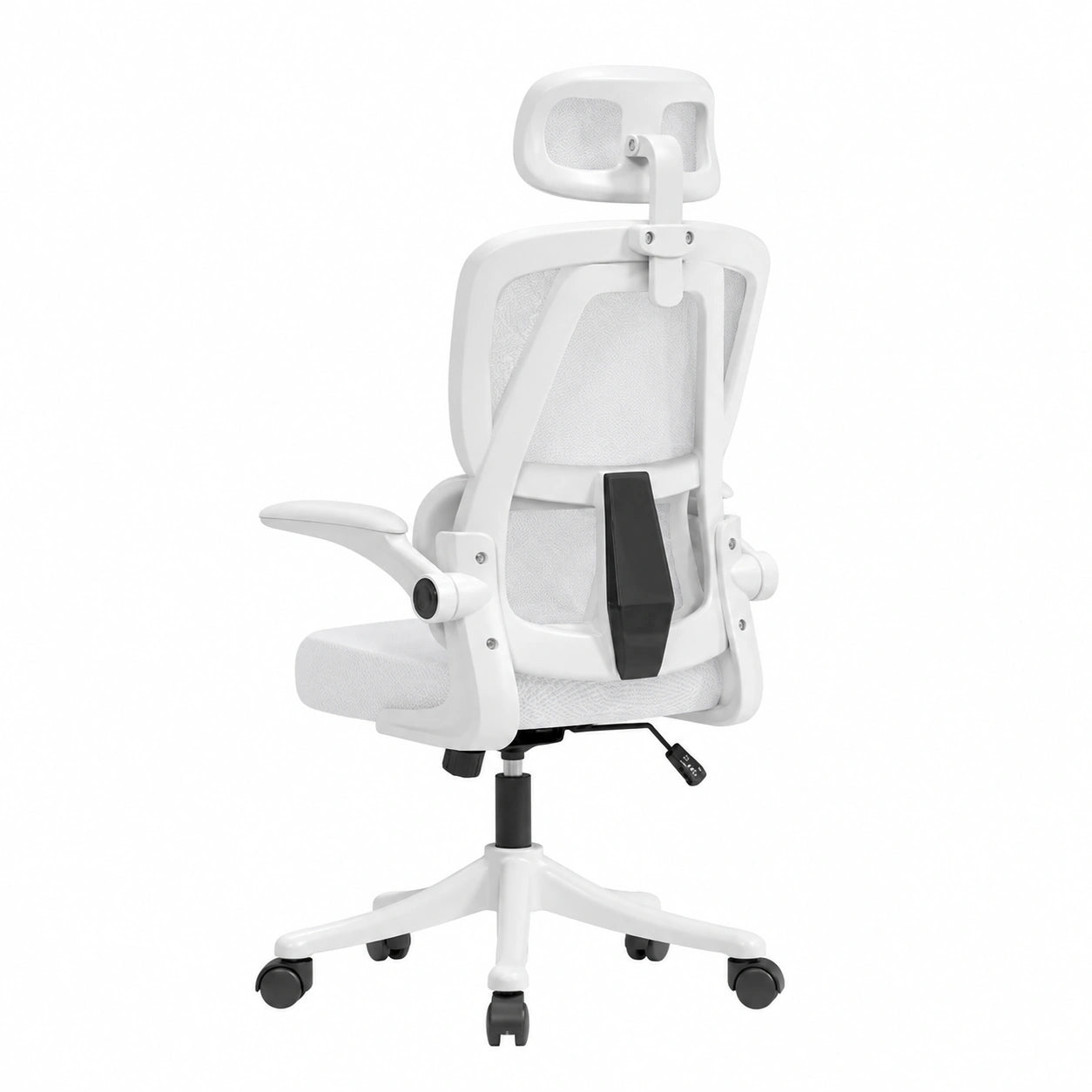 Sedia Ergonomica per Ufficio in Rete Bianca con Supporto Lombare e Braccioli