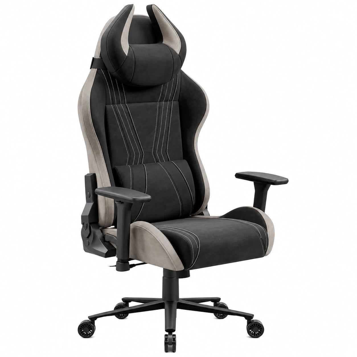 Sedia Gaming DIABLO X-Horn 2.0 in Tessuto, Braccioli 3D, Supporto Ergonomico, Poltrona per Gioco fino a 150 kg, Taglia L, Beige e Nero