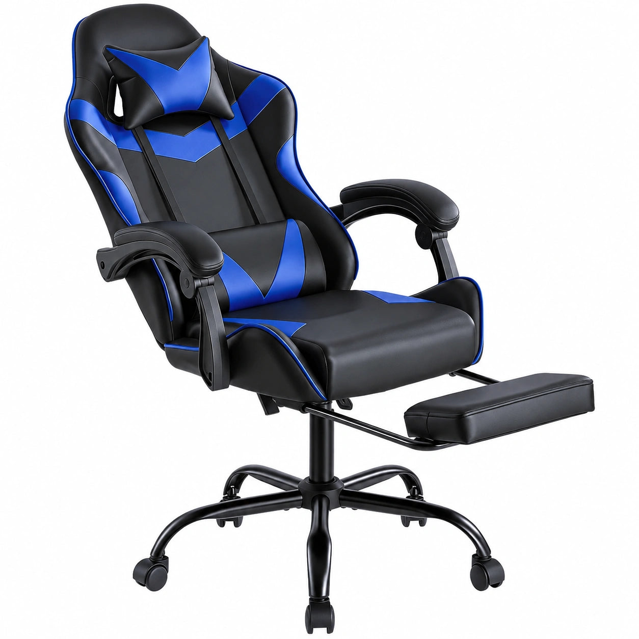 Sedia da Gioco Ergonomica con Poggiapiedi, Regolabile in Blu