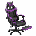 Sedia da Gaming Ergonomica Huracan con Massaggio, Regolabile in Altezza e Braccioli, PU Traspirante, Supporto Lombare e Testa, Colore Viola