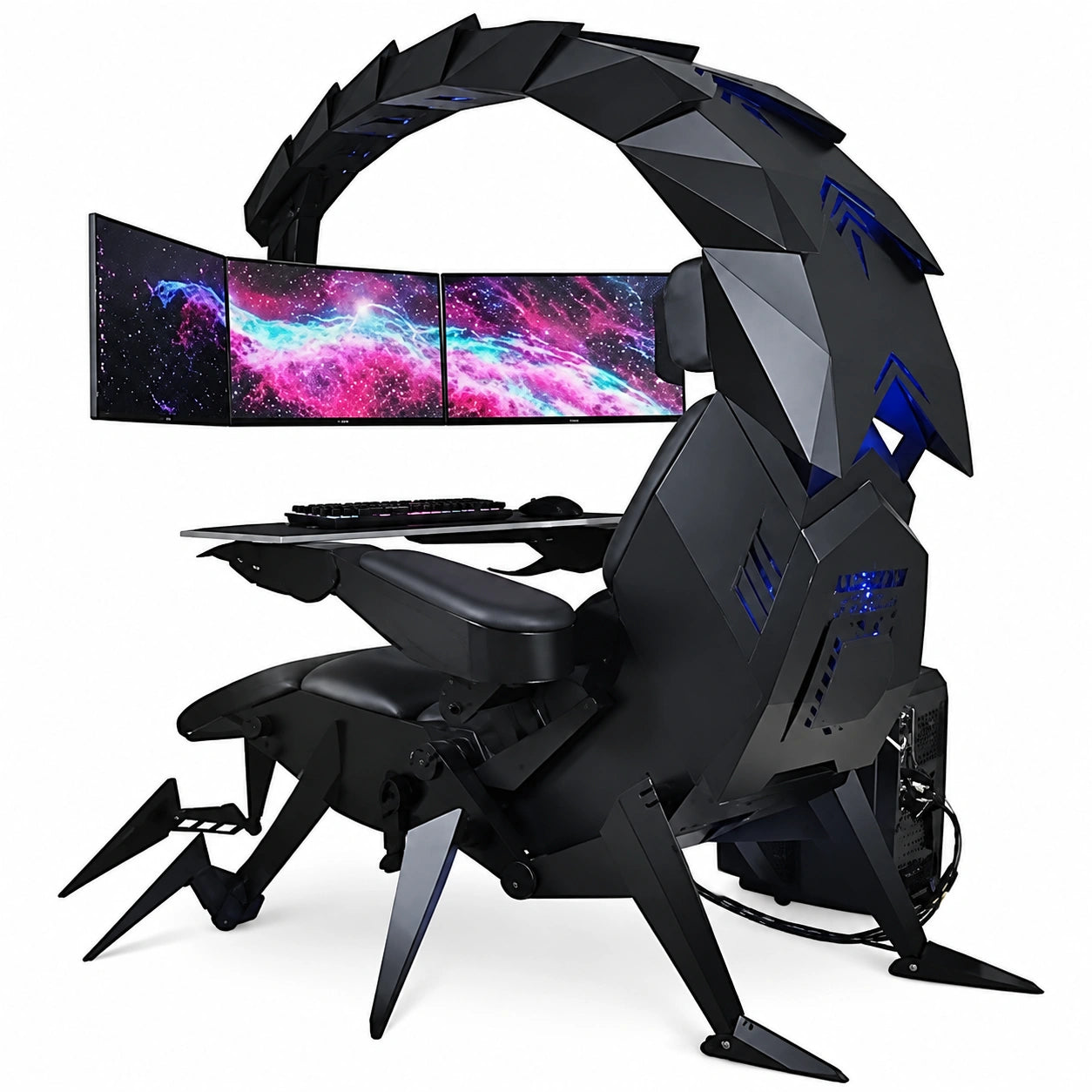 Poltrona da Gaming Ergonomica in Pelle PU con Massaggio Lombare e Schienale Alto