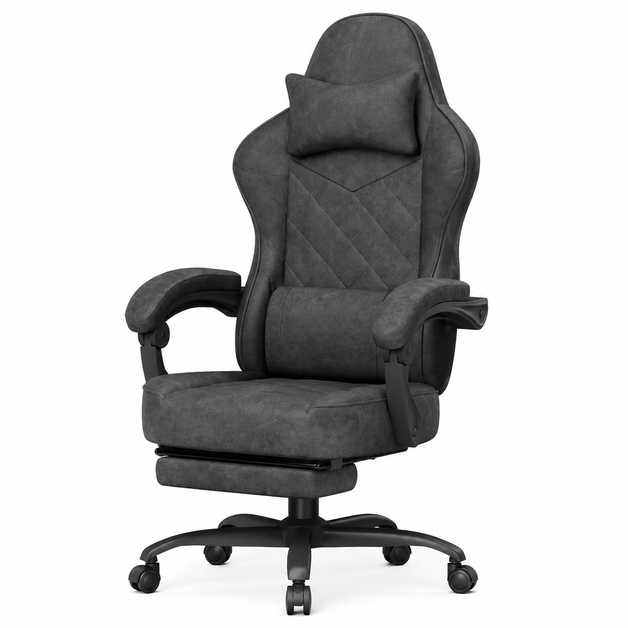 Sedia Gaming Ergonomica con Poggiapiedi e Tessuto Avanzato, Poltrona da Ufficio Regolabile, 150 kg, Nero