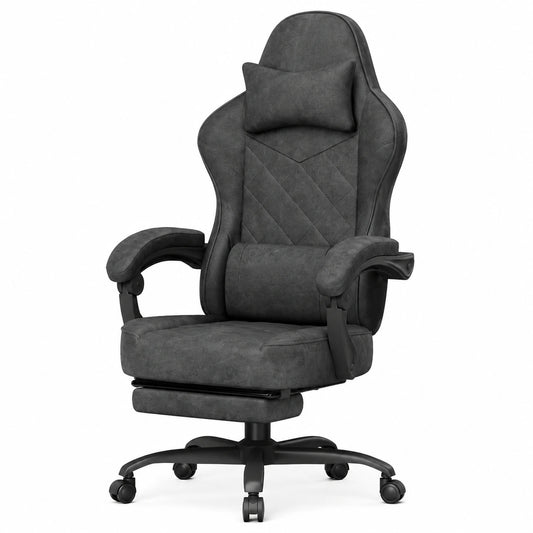 Sedia Gaming Ergonomica con Poggiapiedi e Tessuto Avanzato, Poltrona da Ufficio Regolabile, 150 kg, Nero