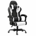 Sedia Gaming Ergonomica con Massaggio e Supporto Lombare, Schienale Regolabile fino a 135°, Capacità 150 kg, Bianco e Nero