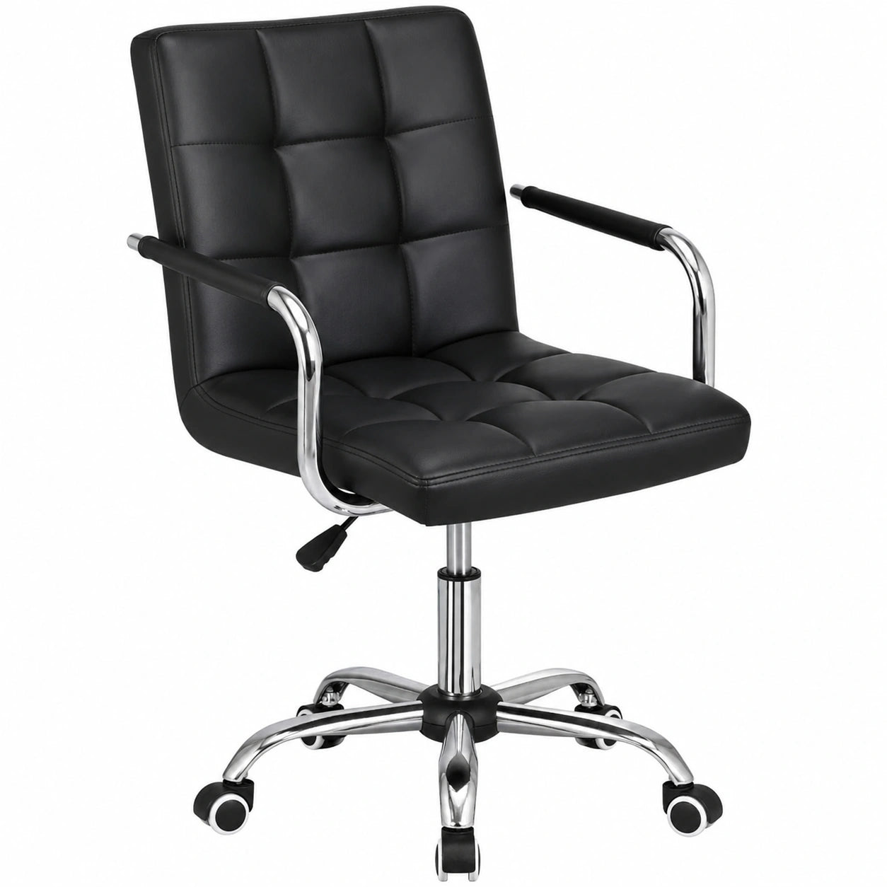 Sedia Ergonomica da Ufficio in Ecopelle Nera con Altezza Regolabile