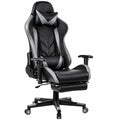 Sedia da Gaming Ergonomica Grigia con Poggiapiedi e Supporto Lombare