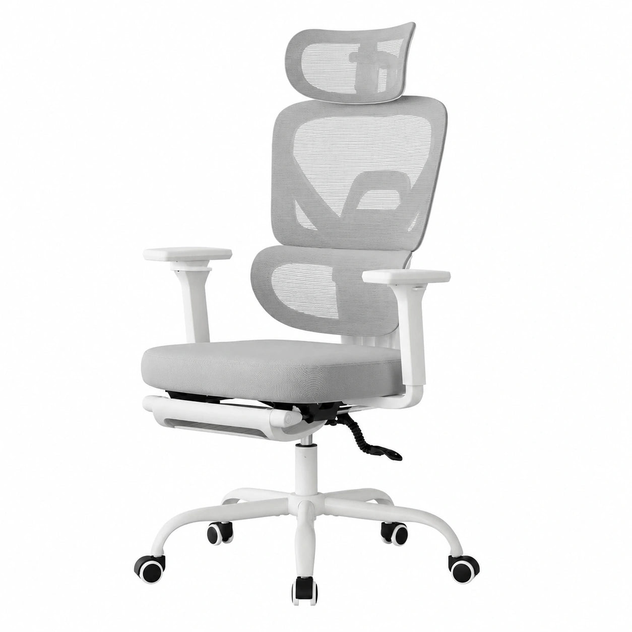 Sedia Ergonomica da Ufficio WOLTU con Braccioli e Poggiatesta 3D, Regolabile in Tessuto a Rete Grigio