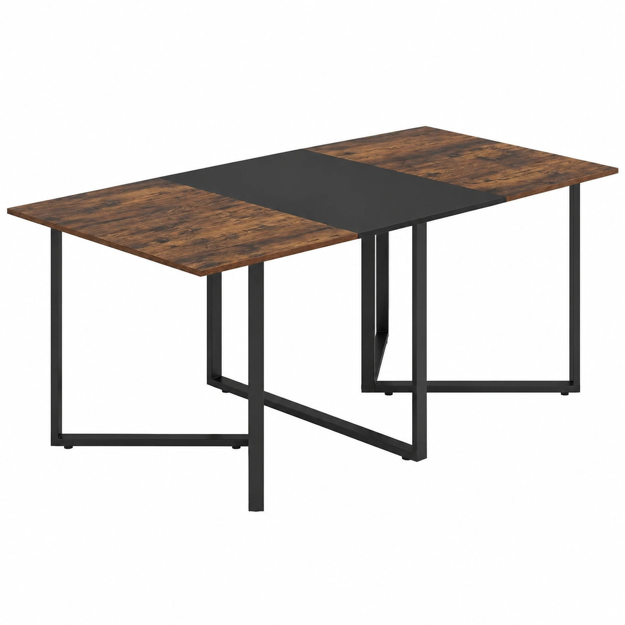 Tavolo da Riunione 180x100 cm per Ufficio, Stile Industriale con Passacavi, Capienza 6-8 Persone