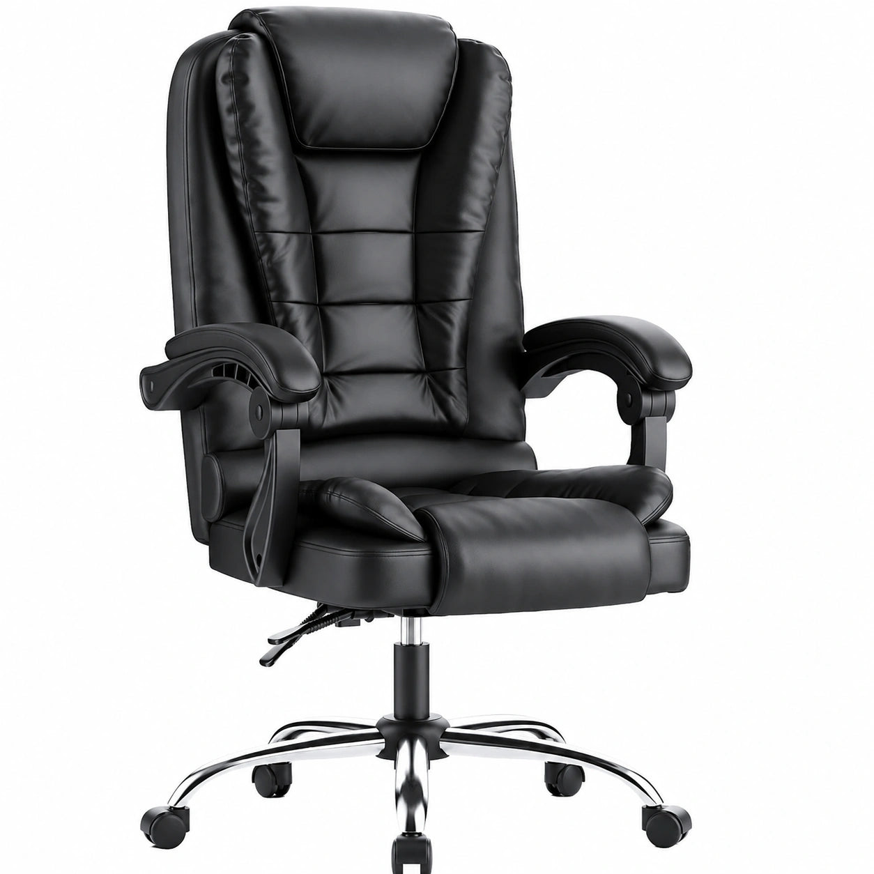Sedia Ergonomica da Ufficio Naspaluro, Poltrona Direzionale con Seduta Ampia e Altezza Regolabile, Braccioli Imbottiti, Colore Nero