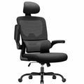 Sedia Ergonomica per Ufficio con Supporto Lombare, Poggiatesta e Braccioli Regolabili, Rete Traspirante, Colore Nero