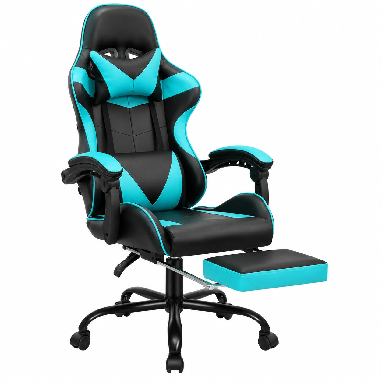 Sedia da Gaming Ergonomica con Massaggio e Poggiapiedi, Regolabile e Resistente, in Similpelle, Portata 180 kg